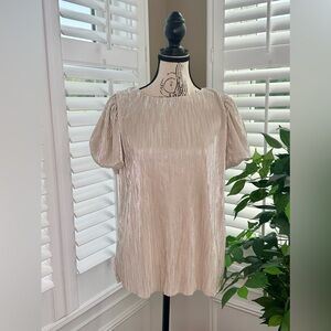 See and Be Seen Women’s Metallic Pleated Top in Champagne Size Small NWT!